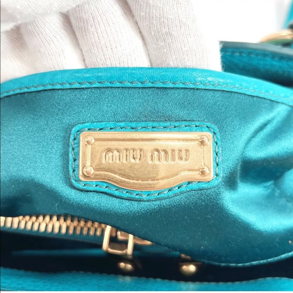 MIUMIU Handbag RN0757 2way Vitello Caribbean leather Women 100% Authentic - Picture 11 of 12